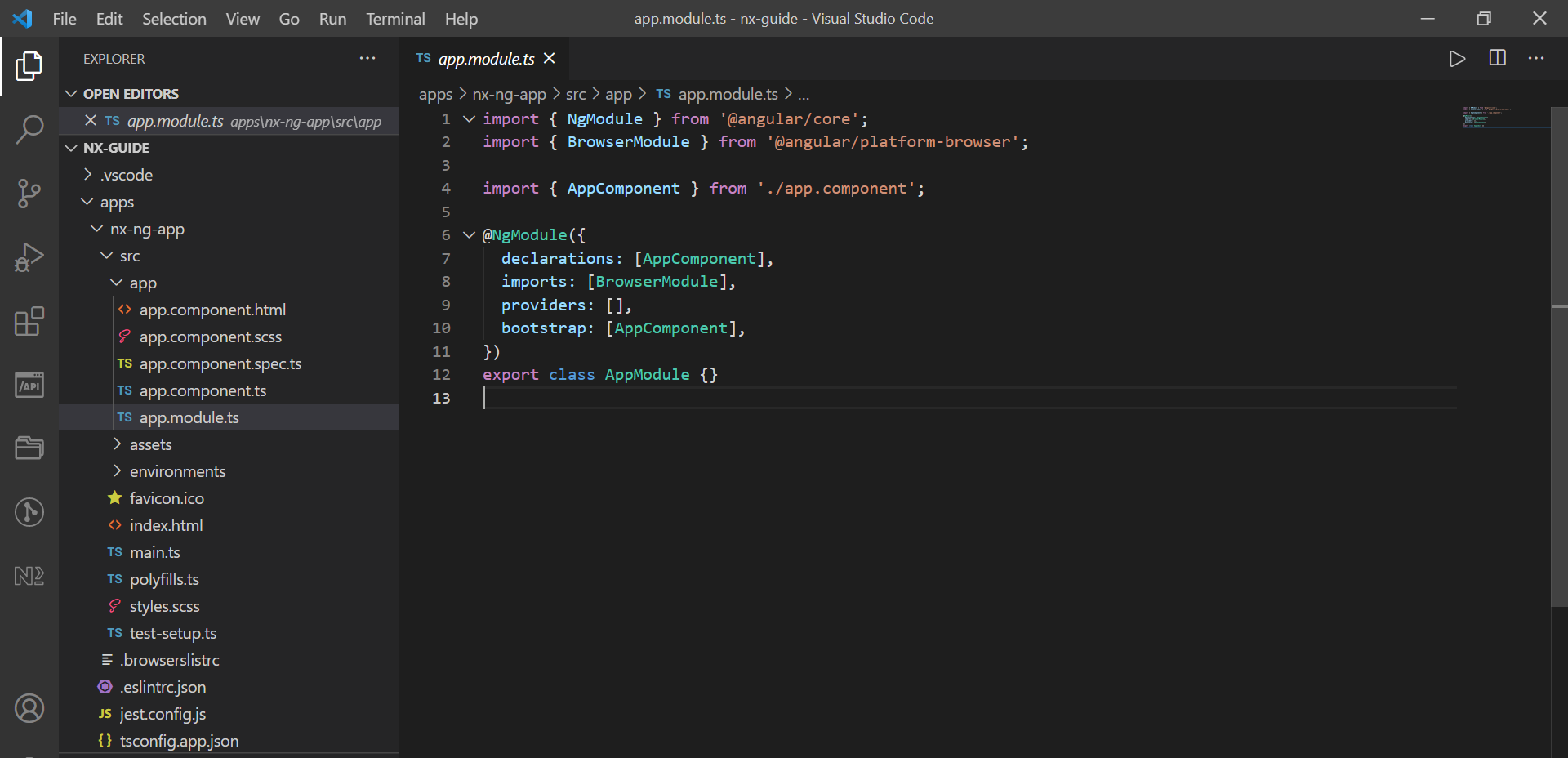 Your Nx workspace in VSCode