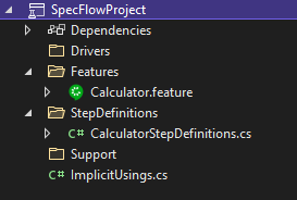 specflow project structure